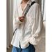 Men's Luxury Minimalist Lace-Up Shirt - Oversized Long Sleeve Blouse With Deconstructed Collar (M-3XL, Polyester, Unisex Streetwear Chic)_viptrois.com