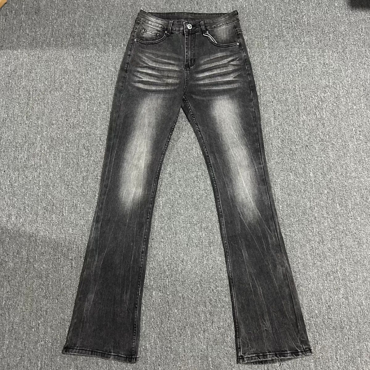 Men's Flared Jeans - Cleanfit Washed Denim | Retro Slim Bootcut Trousers_viptrois.com