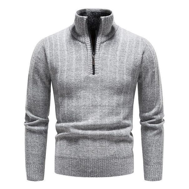 Loom European And American Cross-Border Trade Autumn Winter New Men's Stand Collar Pullover Sweater Business Striped Fleece_viptrois.com