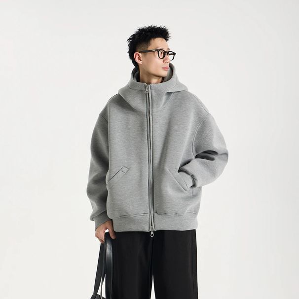 Autumn New High-Quality Hooded Solid Color Simple Sweatshirt Unisex Casual Fashion Versatile Trendy Jacket_viptrois.com