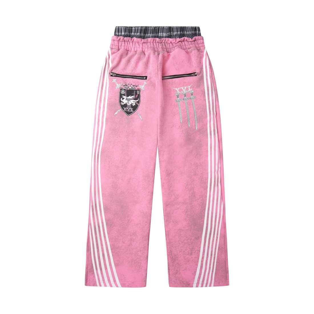 Men's Clothing Streetwear Hoodie & Jogger Set – Oversized Printed Tracksuit With Double Waistband, Drop Shoulder & Stripe Accents (Polyester-Spandex)_viptrois.com
