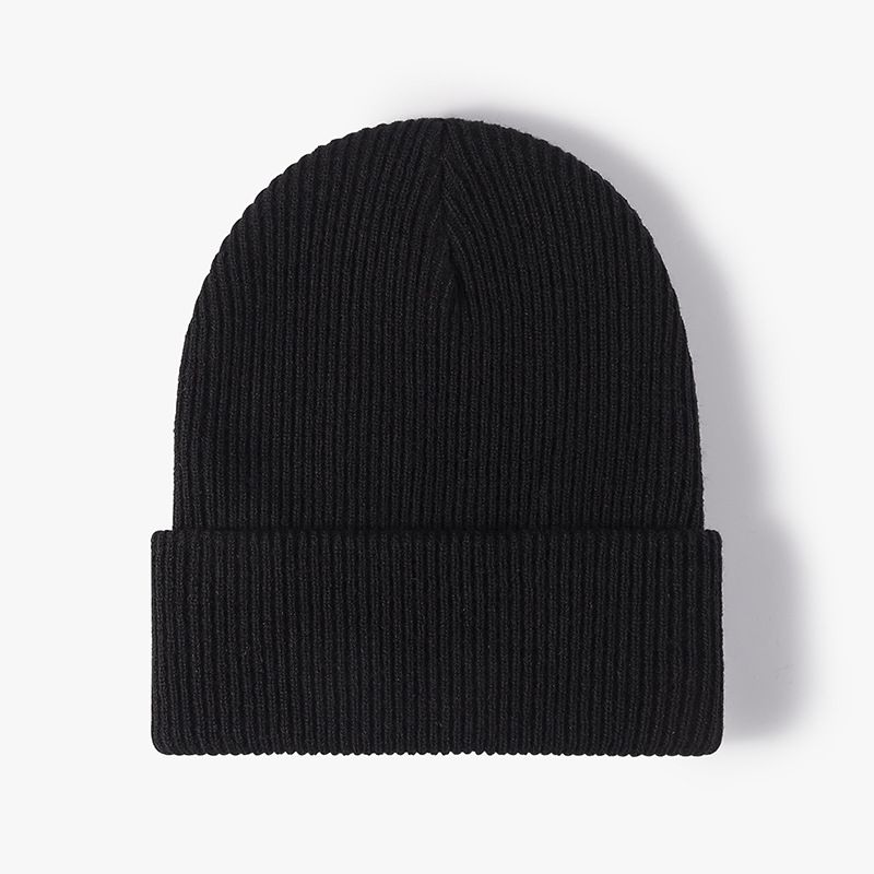 Knitted Hat Versatile For Men And Women In Autumn And Winter Light Plate Jacquard Cold Hat Fashionable And Warm Thick Black Knitted Hat_viptrois.com