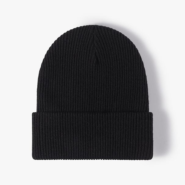 Knitted Hat Versatile For Men And Women In Autumn And Winter Light Plate Jacquard Cold Hat Fashionable And Warm Thick Black Knitted Hat_viptrois.com
