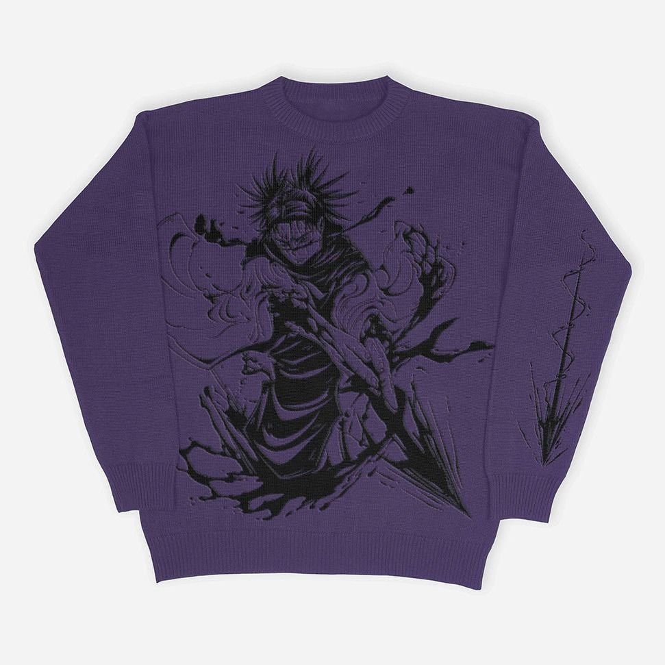 Gothic Anime Pattern Unisex Knitted Pullover Sweater - Hip Hop Streetwear Style For Men & Women_viptrois.com