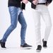 Men's Clothing Spring And Summer Thin Youth Leather Pants Men's Elastic Slim Fashion Color White Bar Net Red Leather Pants Men_viptrois.com