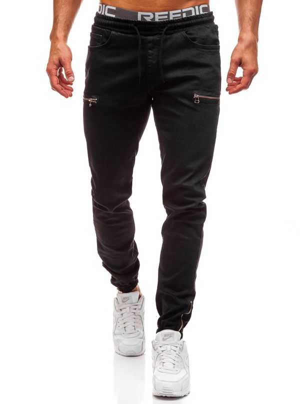 Foreign trade hits European and American men's denim fabric casual matte zipper design sports fashion casual jeans men_viptrois.com