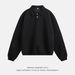 Monochrome Man- 380G Heavyweight Textured Turn-Down Collar Sweatshirt For Men, Autumn Oversized Retro Light Old Money Long Sleeve_viptrois.com