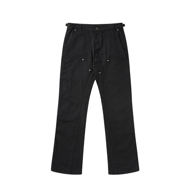 Men's Clothing | VUJADE Logger Trousers Flared Jeans Washed Back Zipper Casual Overalls Black Brown Ken_viptrois.com