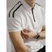 Men's Classic Colorblock Striped Polo Shirt | Semi-Zipper Collar & Embroidered Detail | Lightweight Summer Knit For Relaxed Fit_viptrois.com