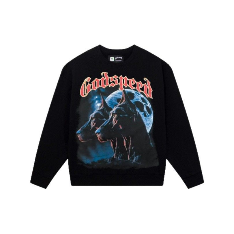 Doberman Print Heavy Cotton Unisex High Street Crew Neck Long Sleeve Sweatshirt_viptrois.com
