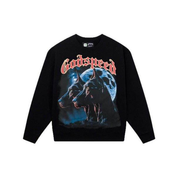Doberman Print Heavy Cotton Unisex High Street Crew Neck Long Sleeve Sweatshirt_viptrois.com