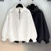 Winter New Style Hoodless High-neck Zipper Pullover For Men And Women, A Pair Of Lovers, Pure Color, Loose Fit, Versatile And Trendy Outerwear Top._viptrois.com