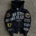 Men's Clothing Street Hip Hop Retro Print Black Zipper Hoodie Y2k Harajuku Jacket Sweatshirt_viptrois.com