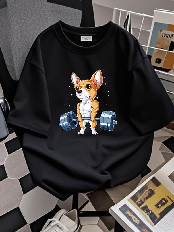 Chihuahua Weightlifting Funny Deadlift Men T Shirt S 4XL Soft Fashion Stylish Slightly Stretched Unisex Breathable Graphic Comfortable Homme_viptrois.com