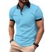 2024 Spring Button Shirt Solid Color Short Sleeved Polo Collar T-shirt Casual Fit Top Men's Wear_viptrois.com