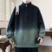 Men's Stand Collar Gradient Knit Sweater – Thickened Winter Pullover For Teens & Young Adults (Grey/Green/Violet/Brown, M-4XL)_viptrois.com