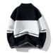 Retro Jacquard Turtleneck Sweater For Couples – Contrast Color Lettered Pullover In Black/Navy Blue (Sizes M-3XL)_viptrois.com