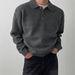 Men’s Polo Neck Sweater – Thick Knit Pullover With Ribbed Hem (Light Gray, Black, Coffee, Dark Gray, Tan, Olive Green)_viptrois.com