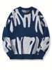 Retro Color-Block Unisex Sweater – Oversized Loose Fit Crewneck Pullover (S-XL)_viptrois.com