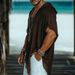 Men's Fashion V-Neck Hooded T-Shirt - Lightweight Casual Knit Top For Spring & Summer_viptrois.com