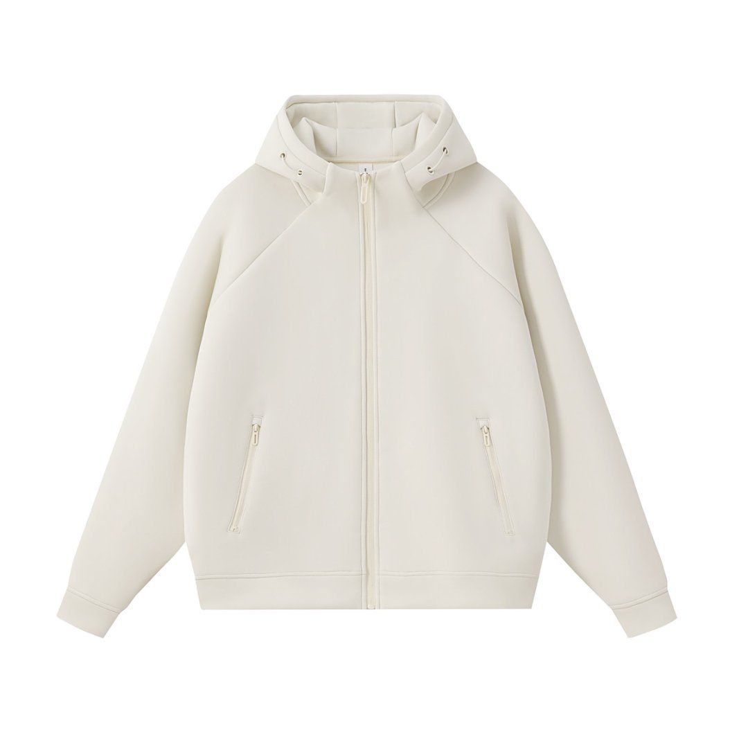 Men's & Women's Oversized Zip-Up Hoodie With High Neck - 400GSM Heavyweight Liquid Cotton Blend, Drop Shoulder Sleeves, Casual Streetwear Pullover_viptrois.com