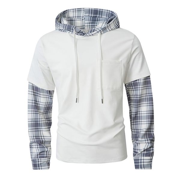 Men’s Color-Block Grid Shirt Jacket – Long Sleeve Layering Piece With Contrast Collar (Polyester Blend, Streetwear, Fall/Winter Casual)_viptrois.com
