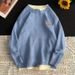 Men’s Layered Knit Sweater – Oversized Drop Shoulder Pullover With Mock Two-Piece Design, Streetwear Style Casual Ribbed Hem_viptrois.com