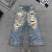 Men's Clothing Ripped Jeans Youth Retro Trend Loose Straight Long Pants_viptrois.com