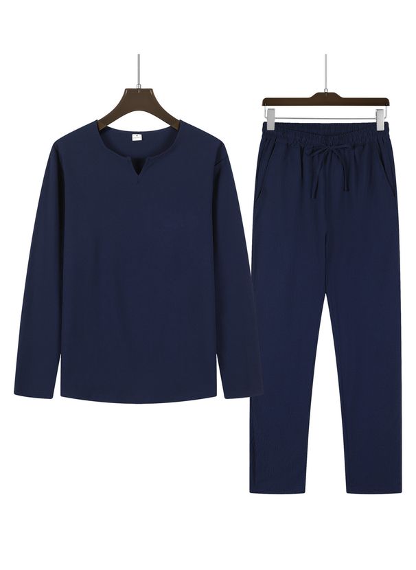 Men's Casual Autumn Outfit Set - Elastic Waistband Drawstring Joggers & Long Sleeve T-Shirt (7 Colors, S-XXXL_viptrois.com