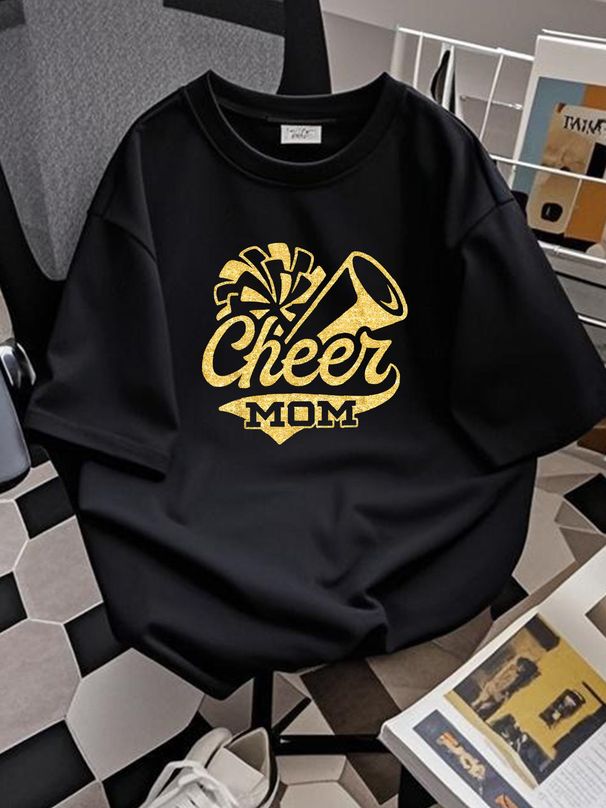 Cheer Mom Biggest Fan Cheerleader Black Yellow Gol Collaboration Backpack Large Capacity Cute Foldable 3d Printing Streetwear Stylish Soft Homme_viptrois.com