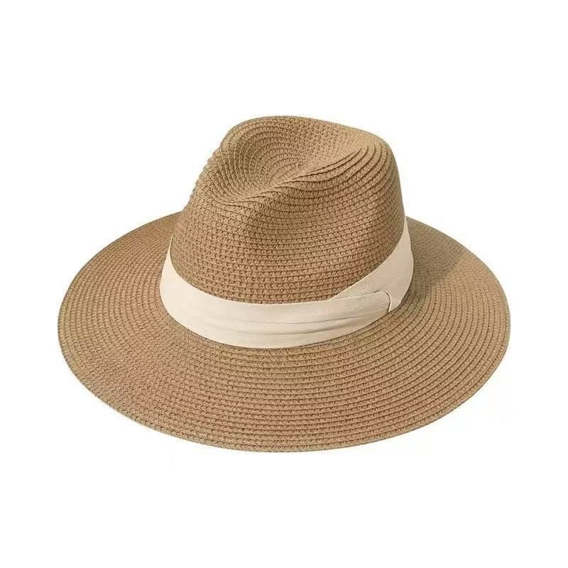 Trendy Women's Straw Panama Celebrity Style Sun Foldable Couple Beach Hat_viptrois.com