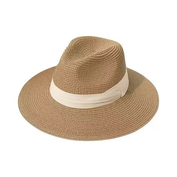 Trendy Women's Straw Panama Celebrity Style Sun Foldable Couple Beach Hat_viptrois.com