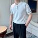Men's Clothing Collared Knit Short Sleeved T Shirt Men's Slim Fit Collar Short Sleeve Knit T-Shirt – Contrast Trim, Breathable Cotton Blend For Summer_viptrois.com
