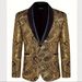 Men's Slim Fit Jacquard Suit Jacket Trendy Style Single Button Banquet Wedding Emcee Attire_viptrois.com