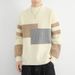 Loom Russian Ozon Color-Block Striped Men Winter Round Neck Long Sleeve Base Shirt Youth Warm Knitted Sweater_viptrois.com