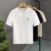2025 Summer Simple Small Embroidery Short Sleeve T-Shirt Men's Trend Brand Half Sleeve Men's Crew Neck Casual Solid Color T-Shirt_viptrois.com