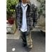Men's Clothing American High Street Retro Niche Tie Dye Plaid Distressed Frayed Edge Shirt Men's Loose Autumn Long Sleeved Jacket Trendy_viptrois.com
