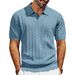 Men's Clothing New Mesh Hole Hollow Lapel Polo Sweater Knitted Breathable V Neck In Small Batches_viptrois.com