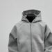 Men's Box-Cut Zip-Up Hoodie - Cleanfit Cropped Jacket With Oversized Fit, Streetwear Pullover In Grey For Urban Style_viptrois.com