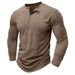 Men's Long-Sleeve Henley Polo Shirt – Textured Knit Fabric, Euro Retro Style (S-Xxxl, Slim Fit, Moisture-Wicking Polyester, 12 Colors)_viptrois.com