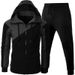 Men's Clothing Autumn And Winter Foreign Trade Sports Two Color Splicing Jacket Long Sleeve Long Pants Hooded Casual Sports Men's Suit_viptrois.com