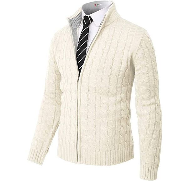 Pulse European And American Men's Casual Slim Fit Knitted Cardigan Zipper Long Sleeve Twisted Rope Pattern S_viptrois.com