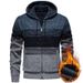 Pure 2025 Autumn Winter New Men's Casual Hooded Sweater Fashion Color Block Fleece Knitted Cardigan Jacket Coat_viptrois.com