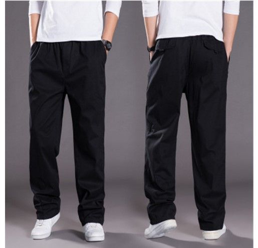 Men's Clothing Spring And Autumn Thin Men's Casual Pants Plus Overalls Large Size Loose Men's Long Pants Popular Version Elastic Waist_viptrois.com
