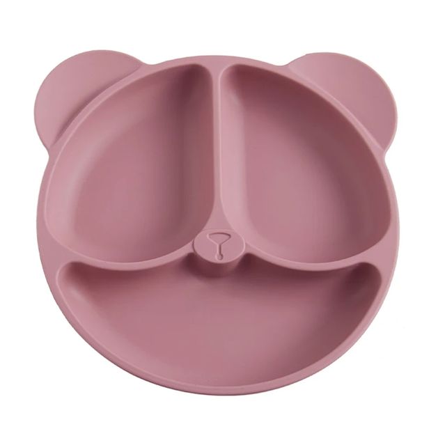 1pc 20x20x3cm Cute Bear Baby Food Supplement Tableware - Food Grade Silicone Suction Cup Dinner Plate Fall-proof Food Bowl_viptrois.com