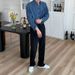 Men's Clothing Washed Distressed Denim Shirt Loose Long Sleeved Work Shirt Jacket_viptrois.com