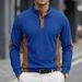 Men's Corduroy Polo Shirt – Long Sleeve, Color-Blocked, Relaxed Fit (S-XXXL, White/Burgundy/Black/Tan/Navy/Green)_viptrois.com
