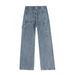 Men's Clothing Plus Size Men's Dark Patchwork Loose Straight Leg Cargo Jeans High Street For Formal & Casual_viptrois.com