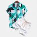 Men's Casual Loose Short Sleeved Shirt Shorts Hawaiian Suit Summer Hot Selling 3D Printing_viptrois.com
