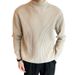 Men's Clothing Solid Color Suit Inner Wear Light Mature Slim Fit Knit Sweater Semi-Turtle Neck Casual Business Pullover Solid Color Long Sleeve Top_viptrois.com